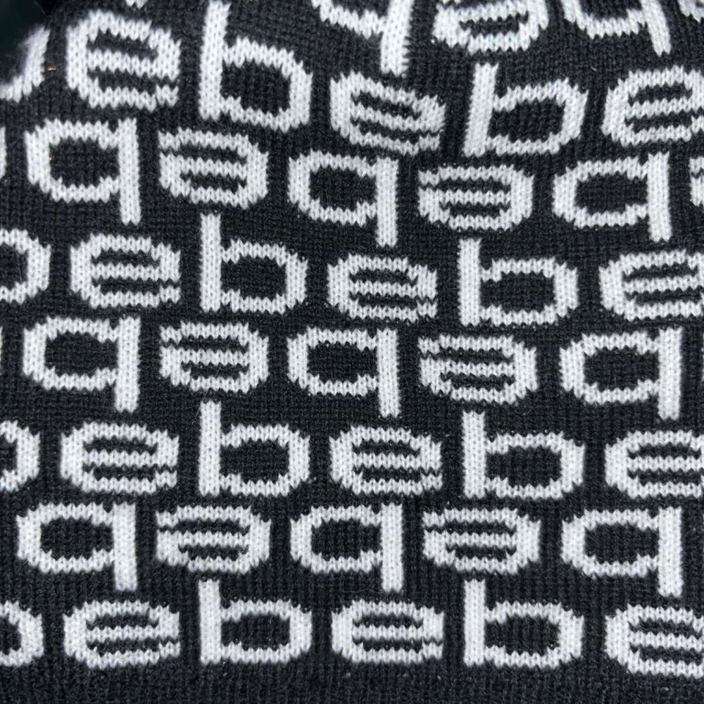 NWOT Bebe Black and White Knit Beanie Hat - Picture 3 of 6